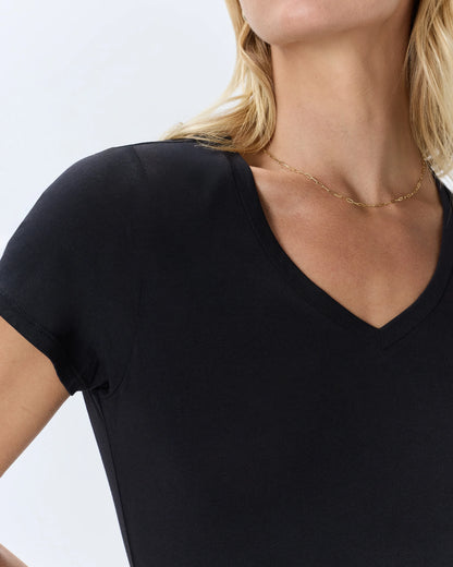 Cotton Modal V-Neck Tee - XS / Navy
