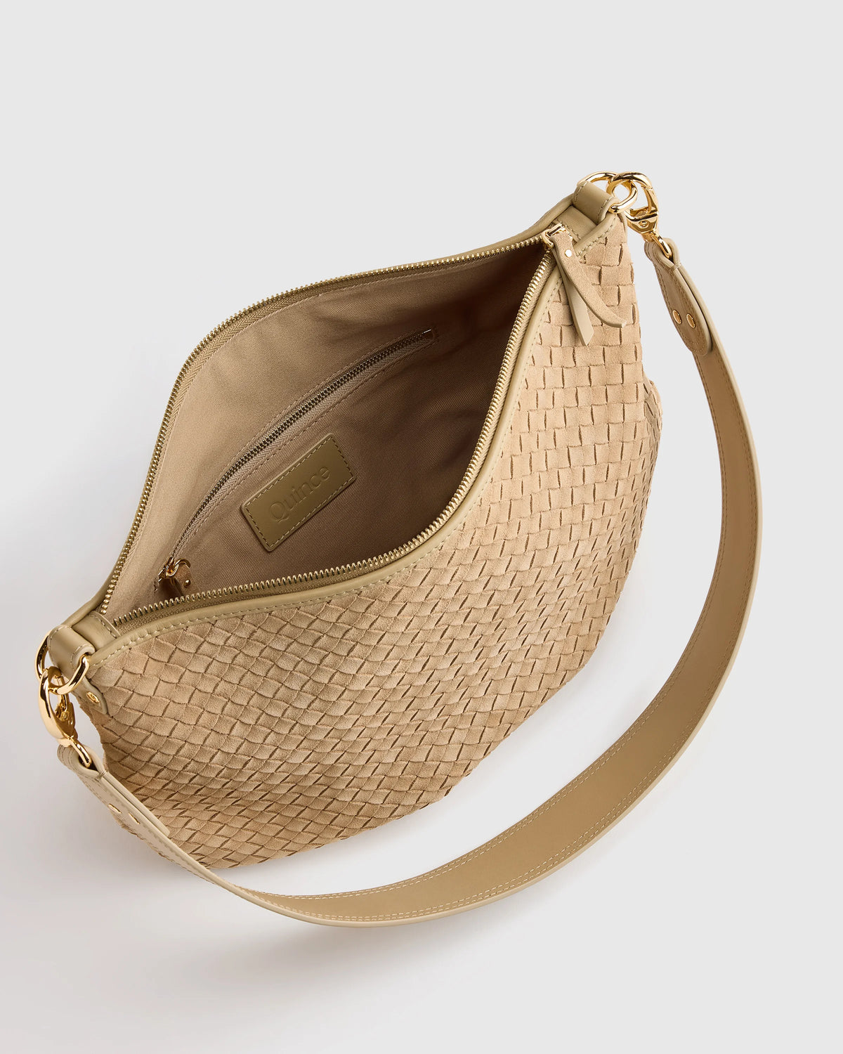 Sloane Suede Handwoven Shoulder Bag - One Size / Sand