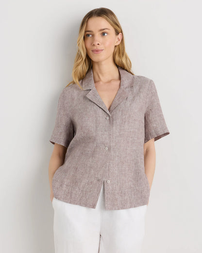 100% European Linen Short Sleeve Shirt - XS / Moonstone Blue