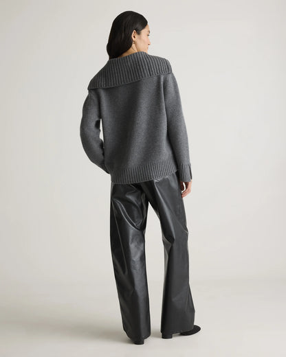 Luxe Baby Cashmere Quarter Zip Sweater - XS / Creamy Cortado