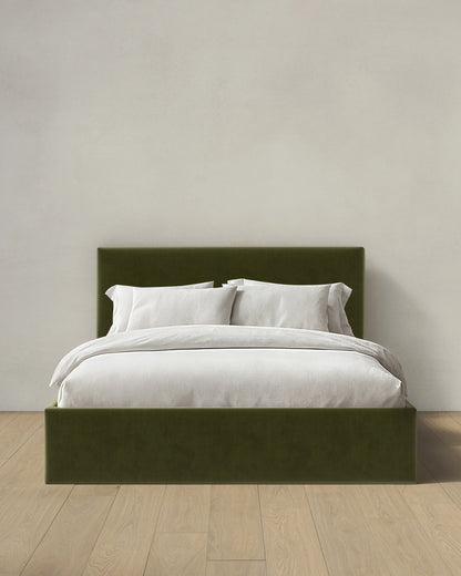 Square Bed in Performance Velvet - Full / Chocolate