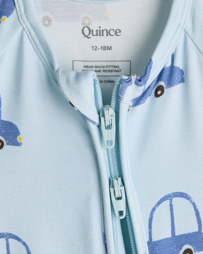 Bamboo Shortie Onesie Pajama - 0-3M / Blue Cars