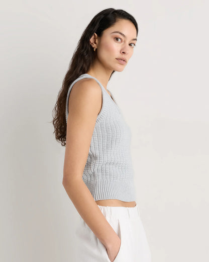 100% Organic Cotton Waffle Cropped Sweater Tank - XS / Heather Dove Grey