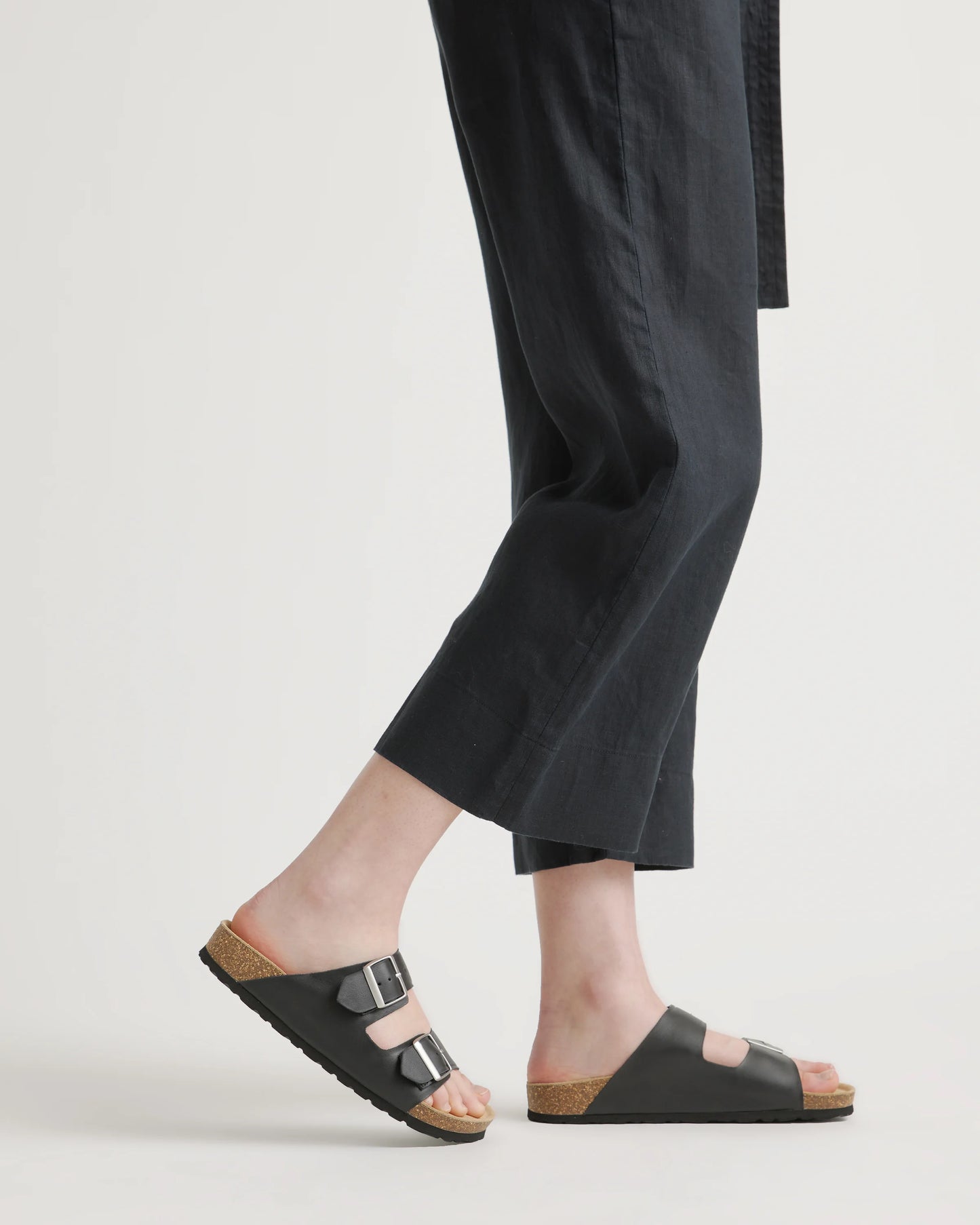 Nappa Leather Double Buckle Slide - 5 / Shell Pink