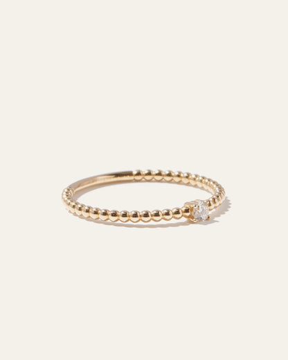 14K Gold Diamond Beaded Ring - 4 / Yellow Gold