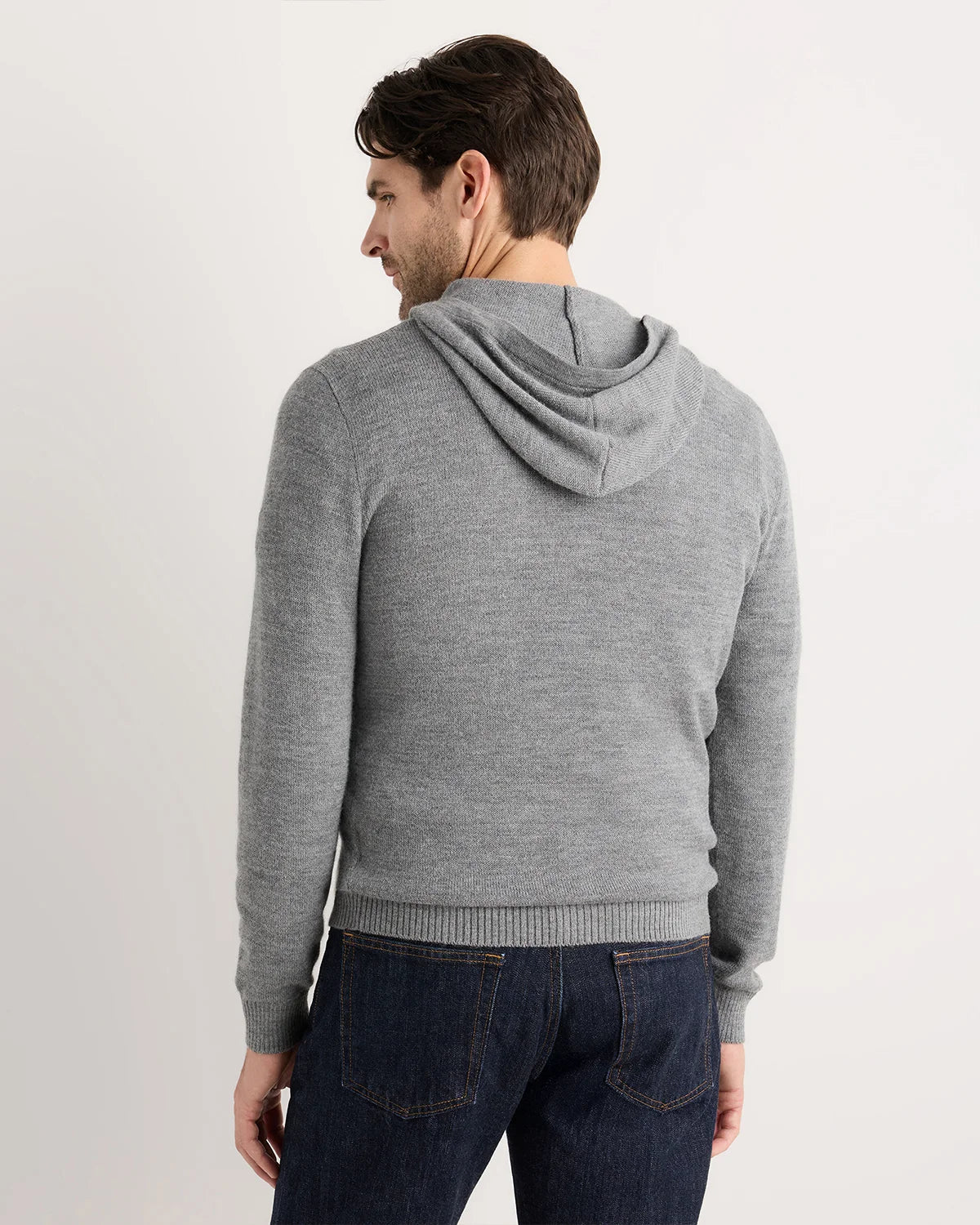 Alpaca-Wool Hooded Sweater - S / Heather Navy