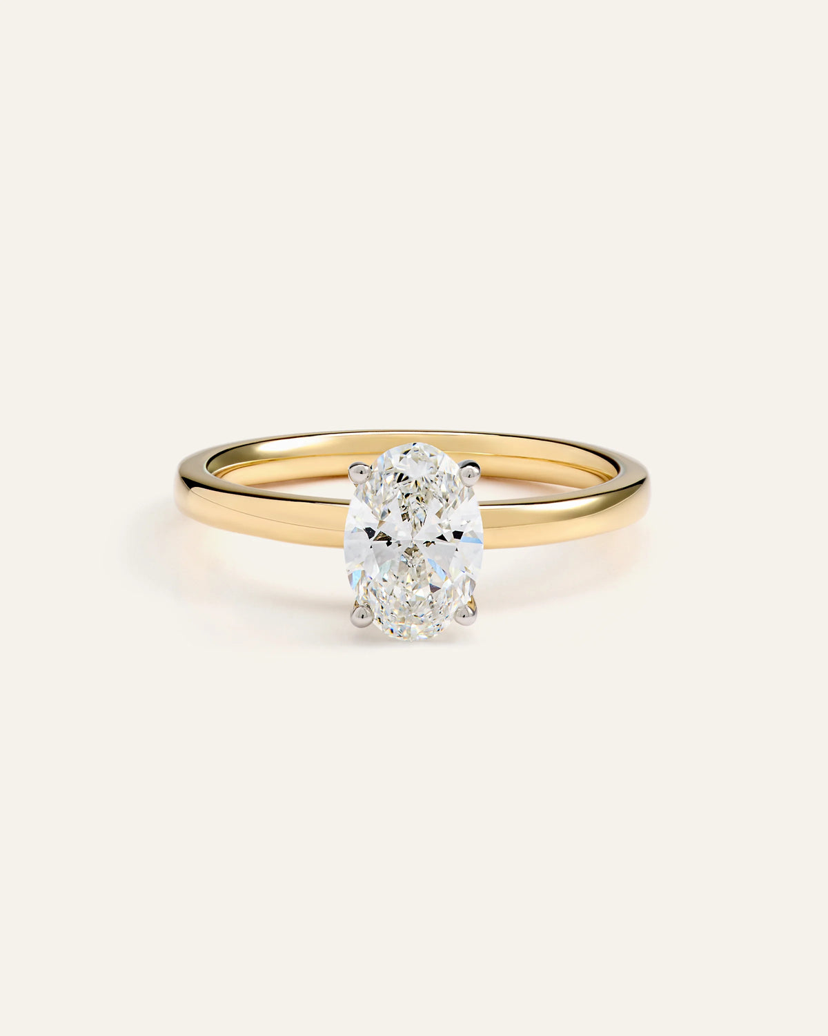 Lab Grown Diamond Oval Comfort Fit Engagement Ring - 1ct - 4 / Yellow Gold