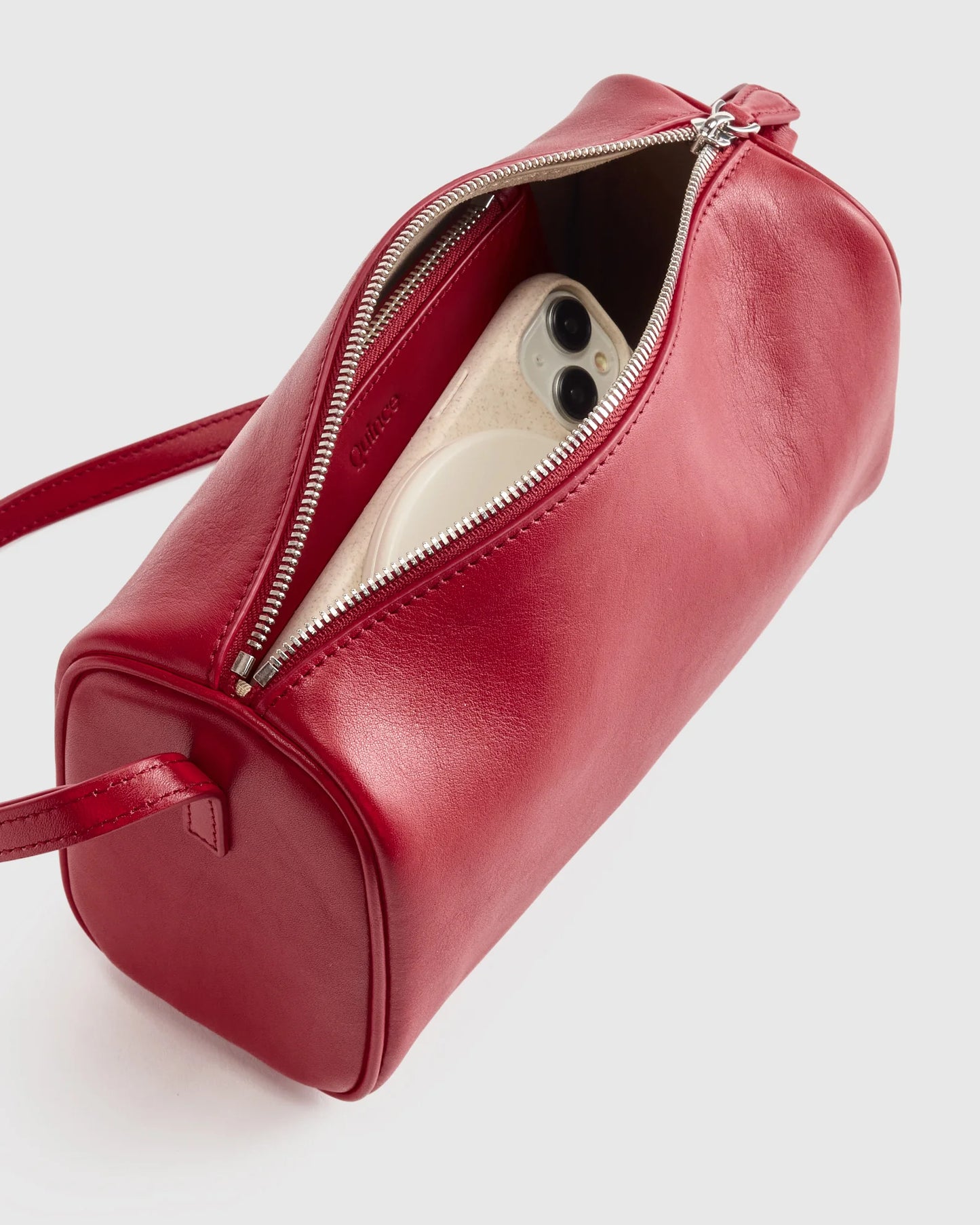 Italian Leather Mini Barrel Shoulder Bag - One Size / Dark Brown