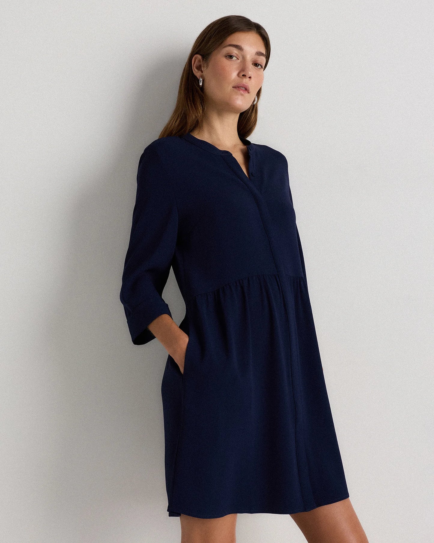 Fluid Crepe Shirt Dress - XS / Wine Tasting Red