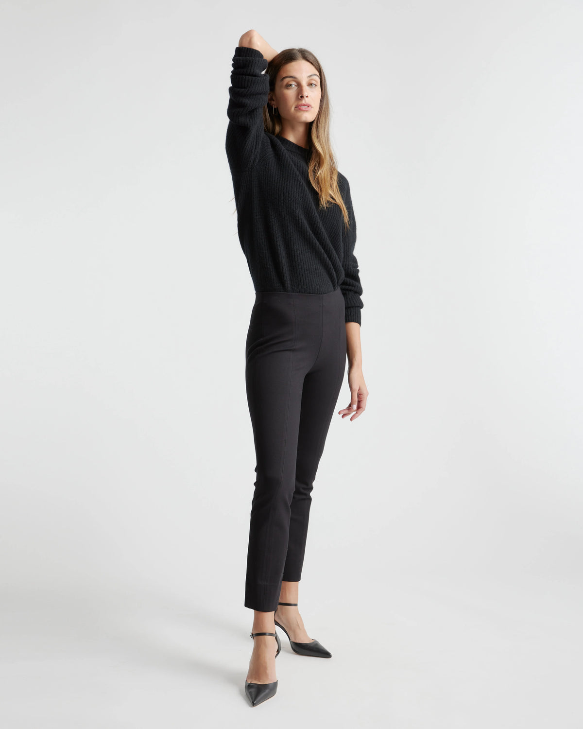 Ultra-Stretch Ponte Pintuck Ankle Pants - XS / Black
