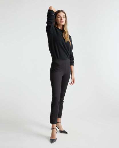 Ultra-Stretch Ponte Pintuck Ankle Pants - XS / Black