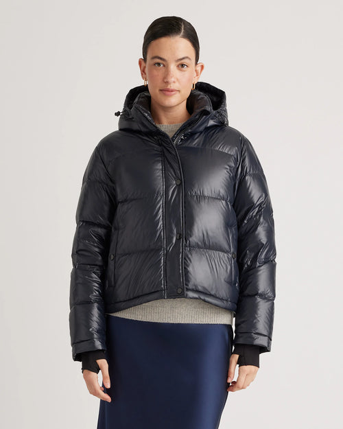 Responsible Down Cropped Puffer Jacket - XS / Shiny Black