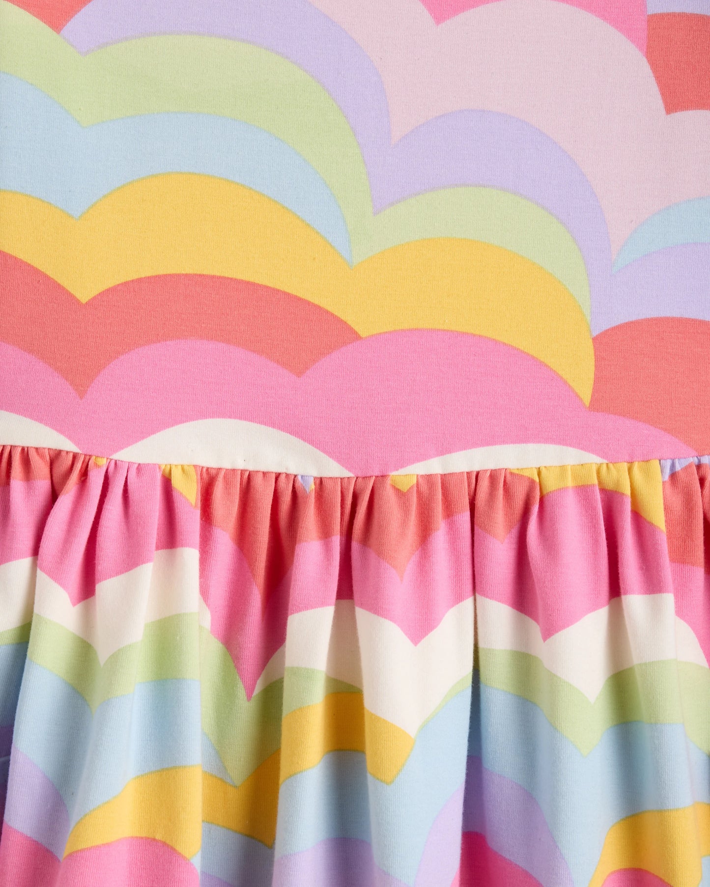 Organic Cotton Fit and Flare Pocket Dress - 6 / Cloud Rainbow Stripe