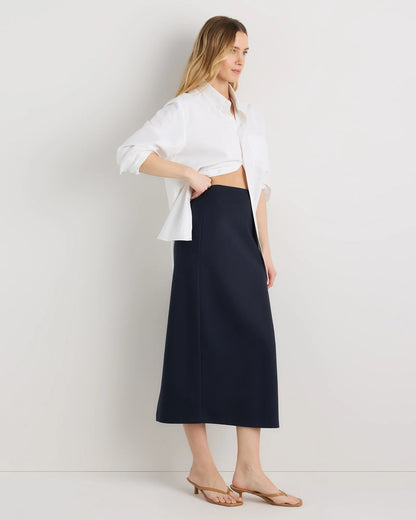 Ultra-Stretch Ponte Maxi Pencil Skirt - XS / Navy
