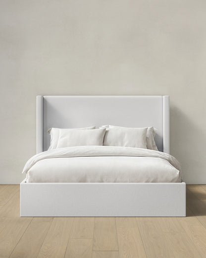 100% Linen Wingback Bed - Full / Canvas