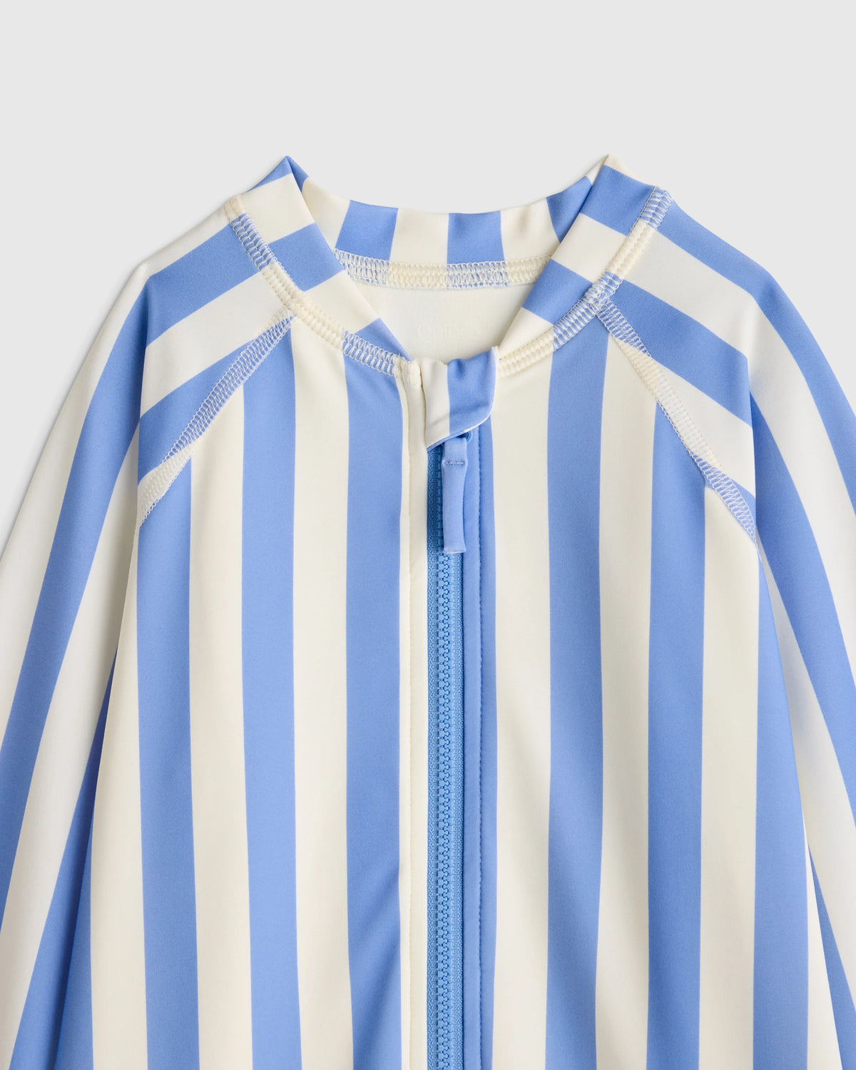 Long Sleeve Zip-Up Rash Guard One-Piece - 2T / Peri Beach Stripe