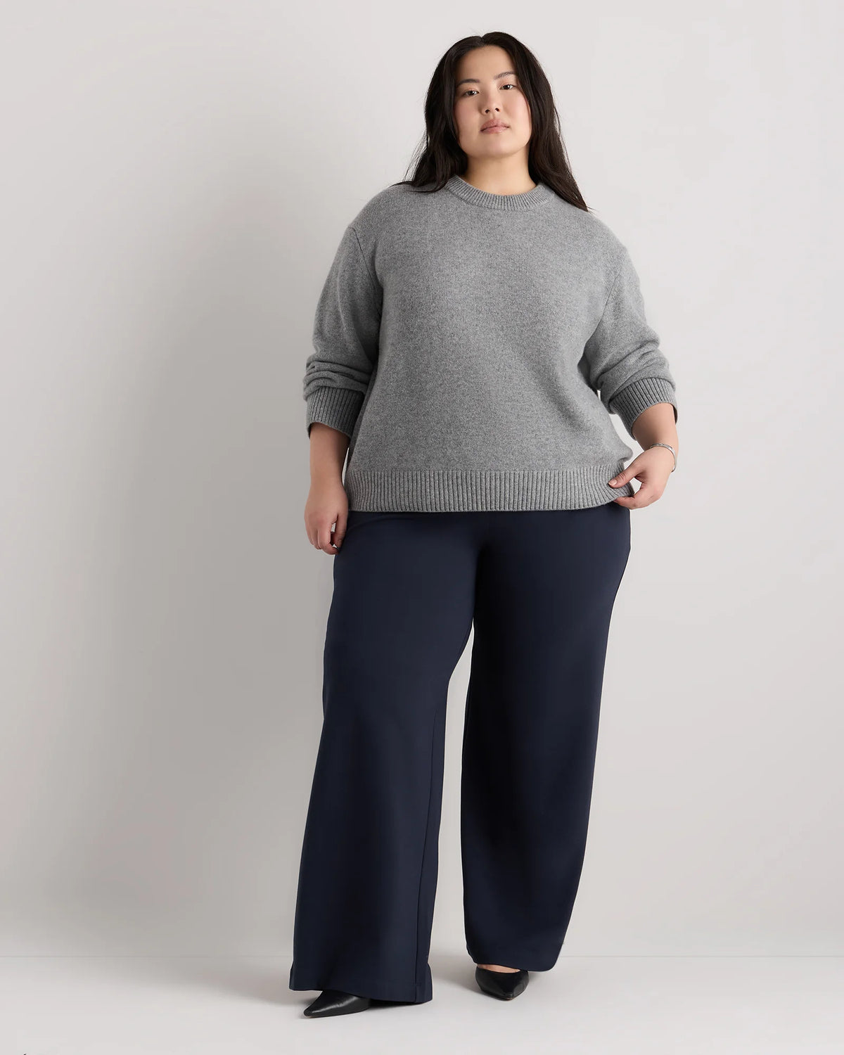 Mongolian Cashmere Oversized Crewneck Sweater - 1X / Oatmeal