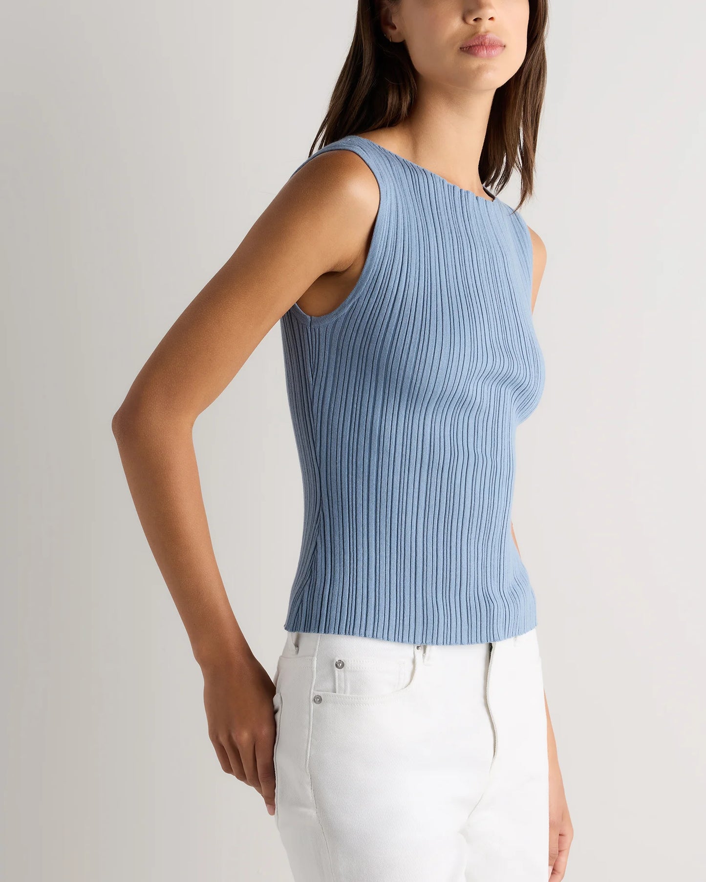 Cotton Cashmere Ribbed Tank - XS / Heather Oatmeal