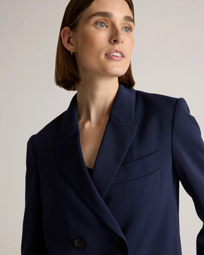 Stretch Crepe Relaxed Double-Breasted Blazer - XS / Sand