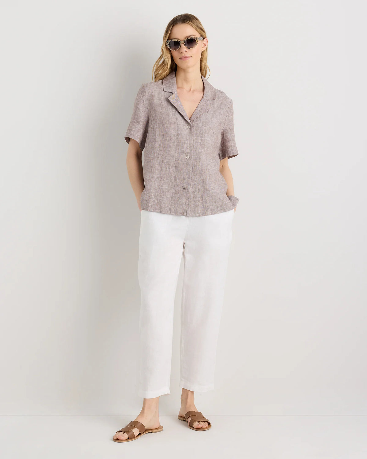 100% European Linen Short Sleeve Shirt - XS / Moonstone Blue