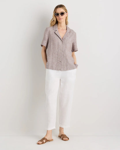 100% European Linen Short Sleeve Shirt - XS / Moonstone Blue