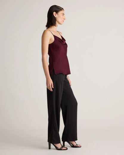 Washable Stretch Silk Cowl Neck Cami - XS / Wine Tasting Red