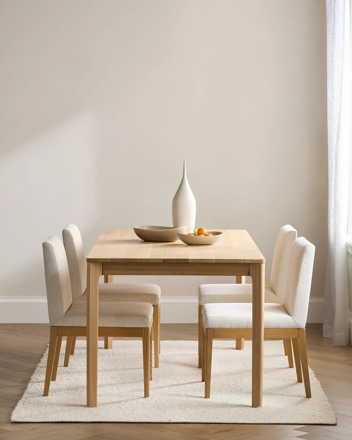Performance Fabric Dining Chair with Solid Oak Legs (Set of 2) - One Size / Snow/Natural