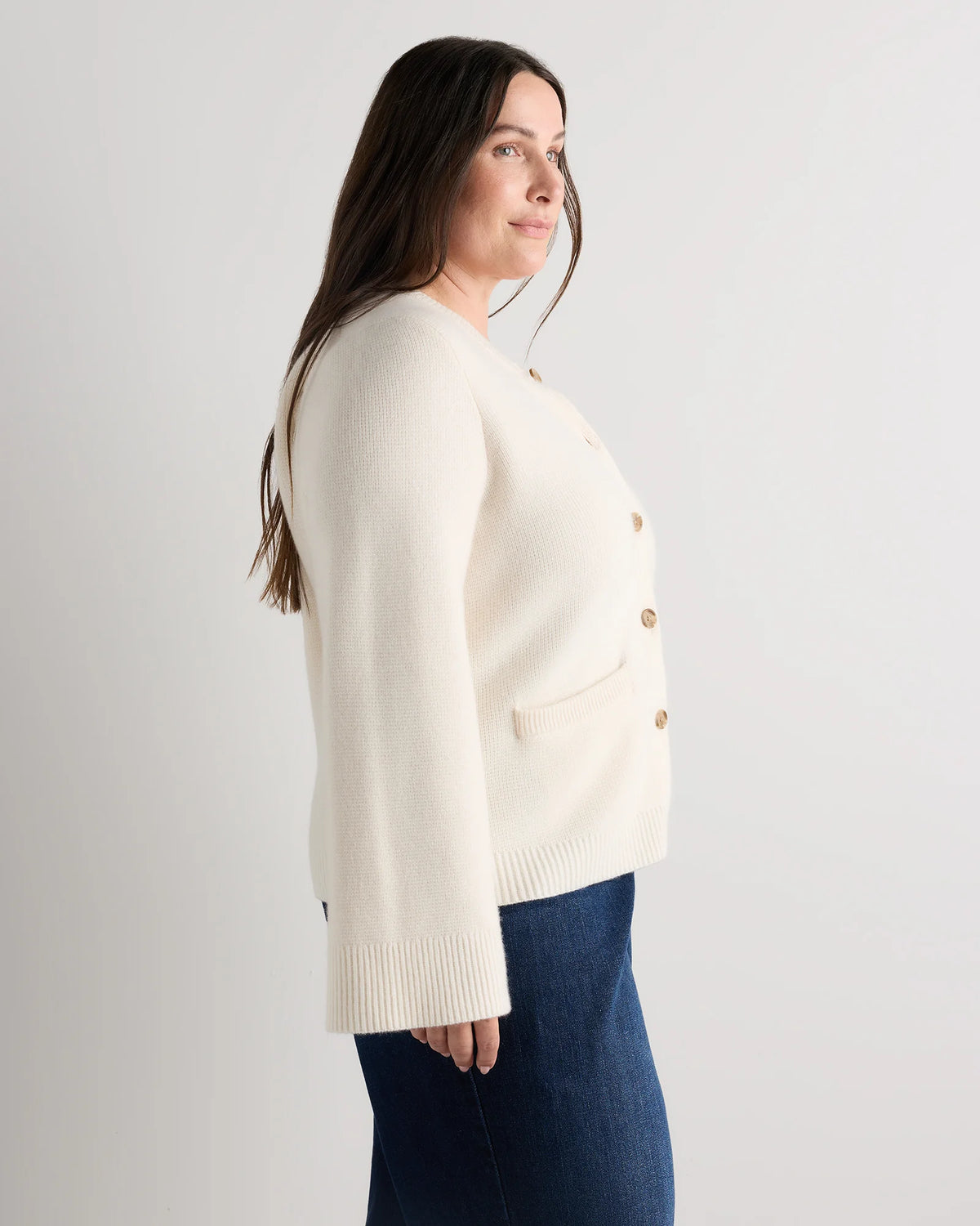 Mongolian Cashmere Structured Cardigan - 1X / Oatmeal