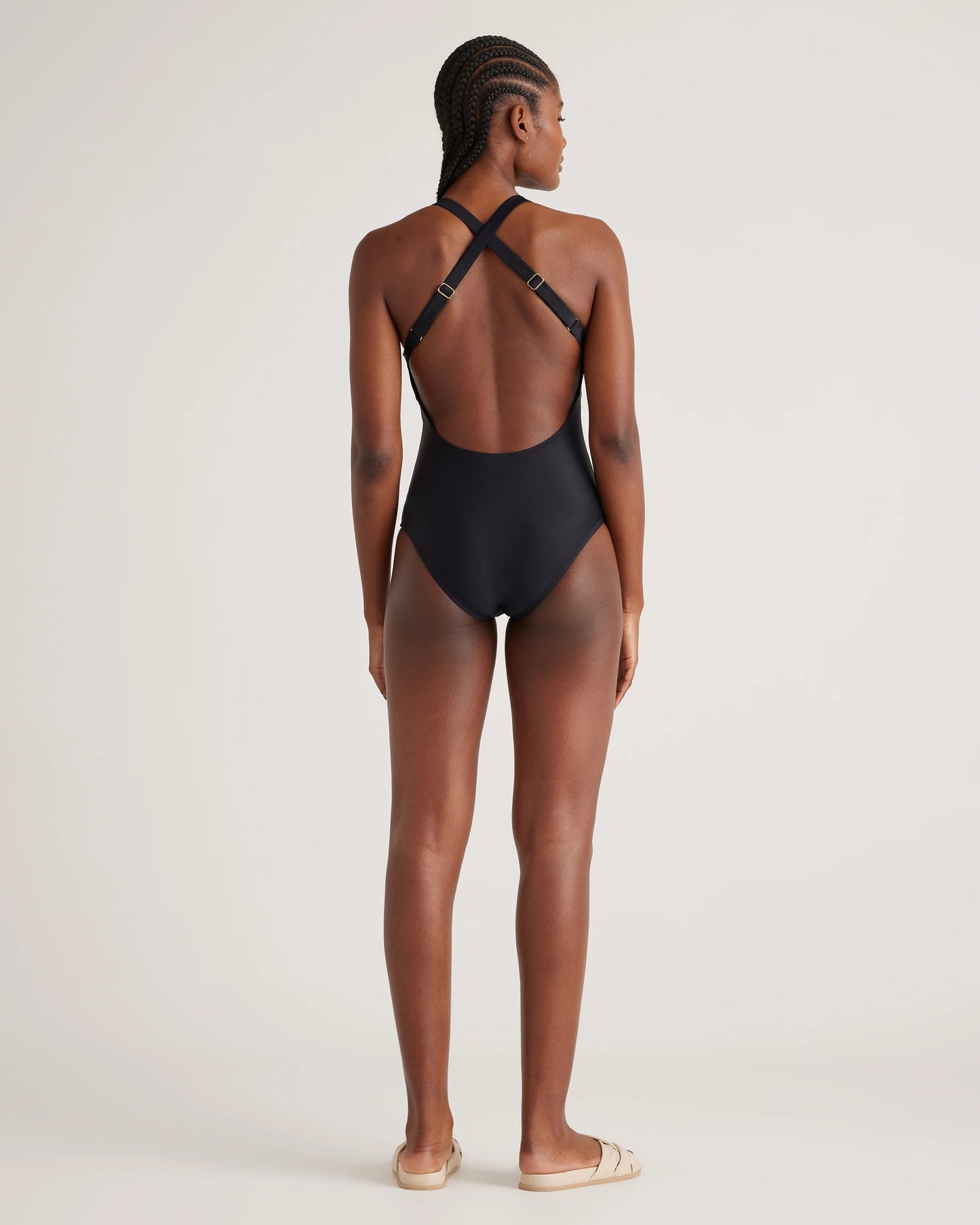 Italian Cross-Back One-Piece Swimsuit - XS / Black