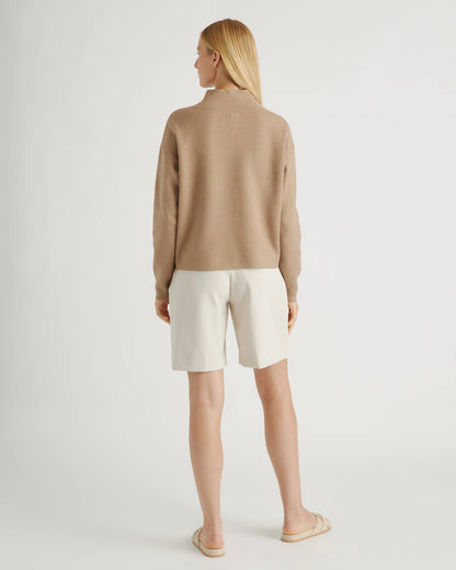 Eco-Knit Milano Stitch Mock Neck Pullover - XS / Warm Taupe
