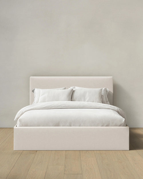 Square Bed in Performance Linen - Full / Ivory