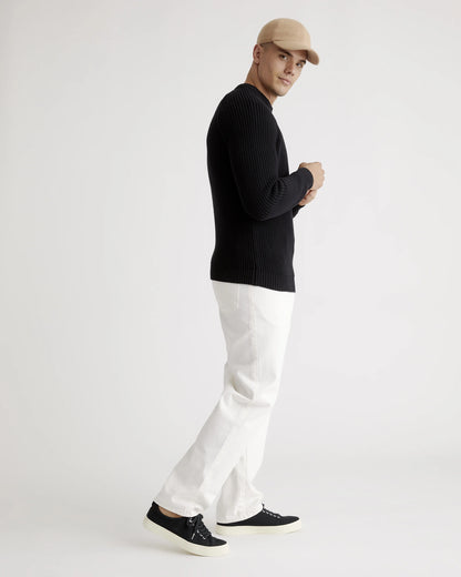 100% Organic Cotton Fisherman Crew Sweater - S / Speckled Beige