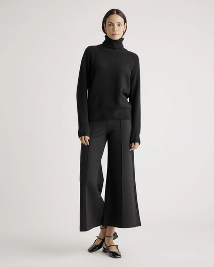 100% Yak Wool Turtleneck Sweater - XS / Heather Brown
