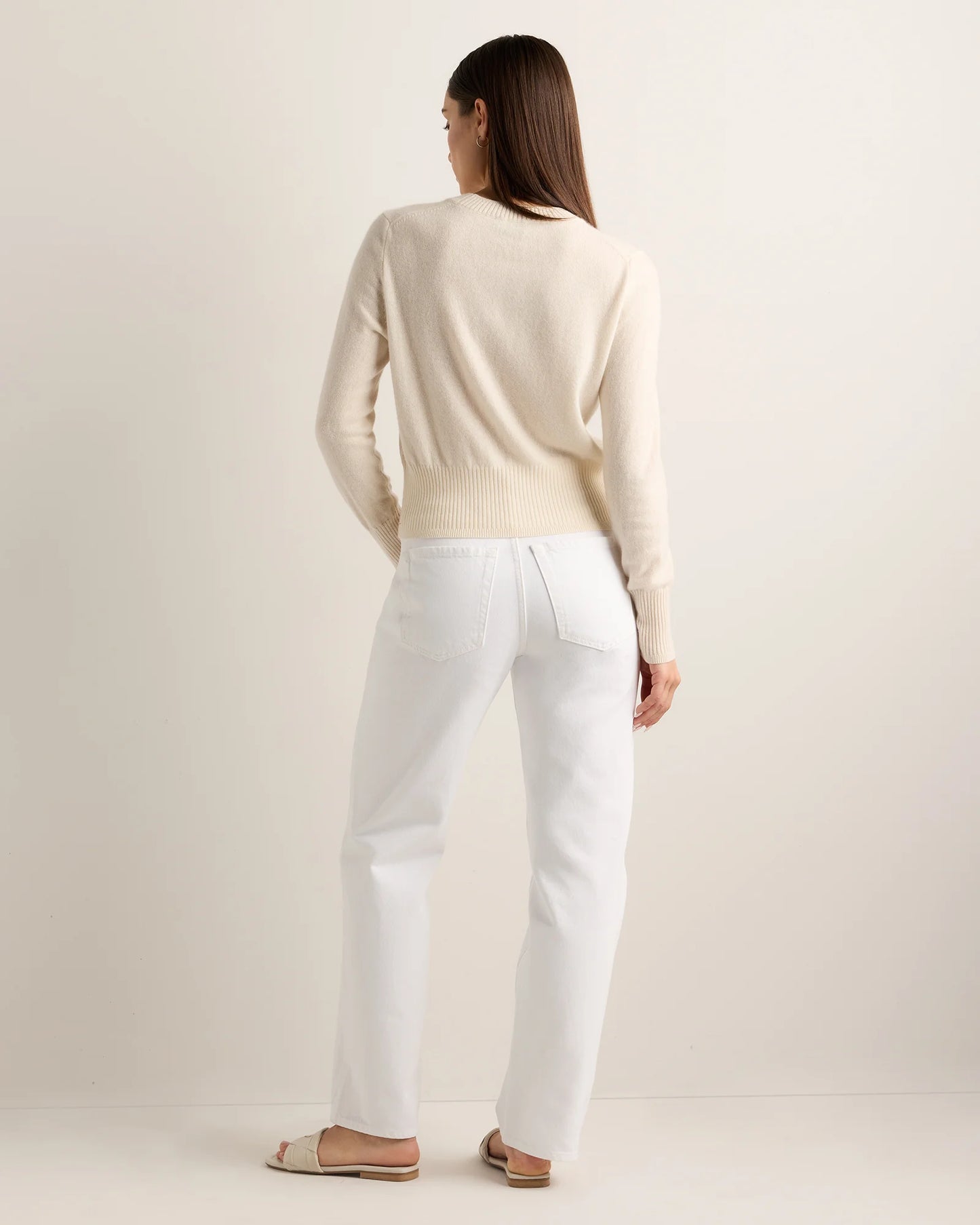 Mongolian Cashmere Shrunken Crewneck Sweater - XS / Ivory