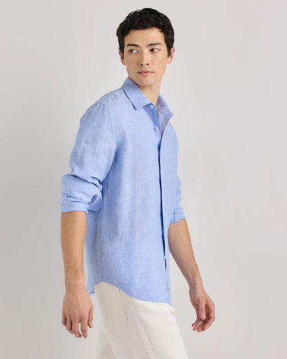 100% European Linen Relaxed Long Sleeve Shirt - XS / Flax