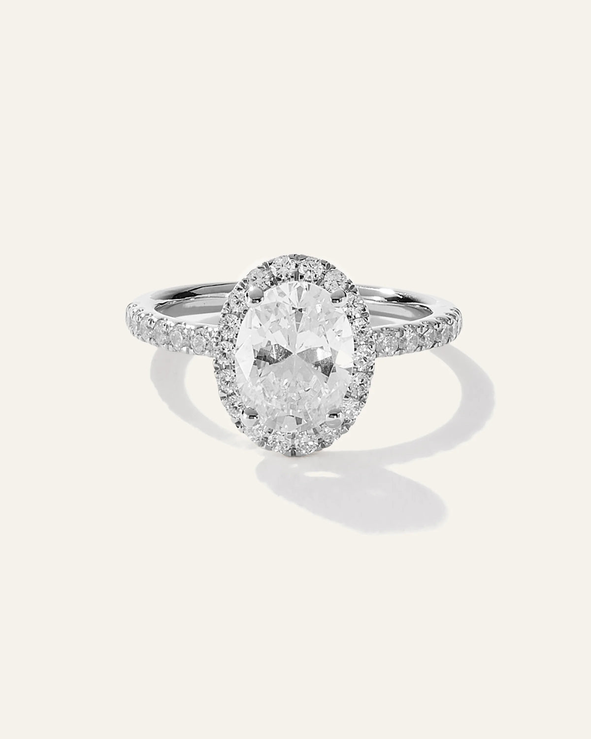 Lab Grown Diamond Oval Halo Pave Engagement Ring - 1.50ct - 4 / Yellow Gold