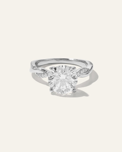 Lab Grown Diamond Round Twisted Engagement Ring - 3ct - 4 / Yellow Gold