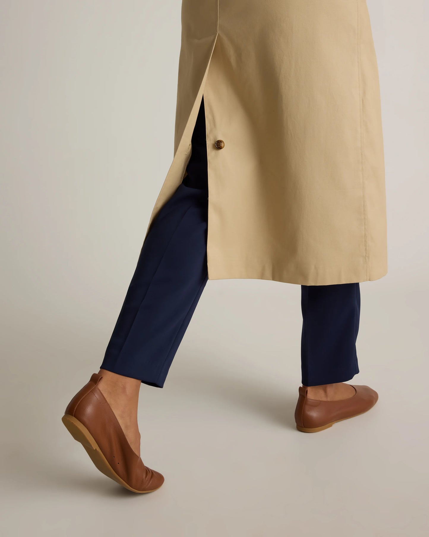 Comfort Stretch Long Trench Coat - XS / Dark Khaki