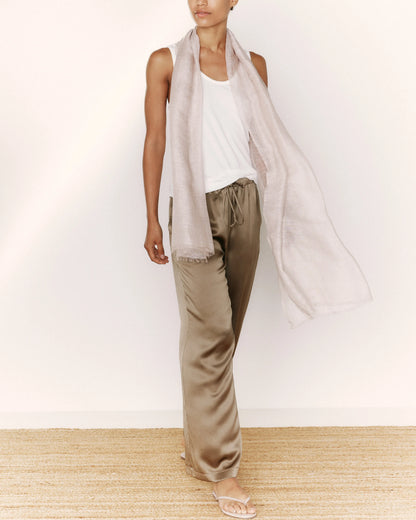 Lightweight Linen Silk Cashmere Scarf - One Size / Ivory