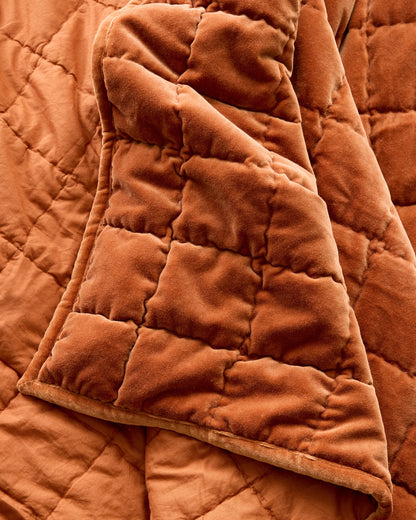 Cotton Velvet Box Quilt - Full/Queen / Terracotta
