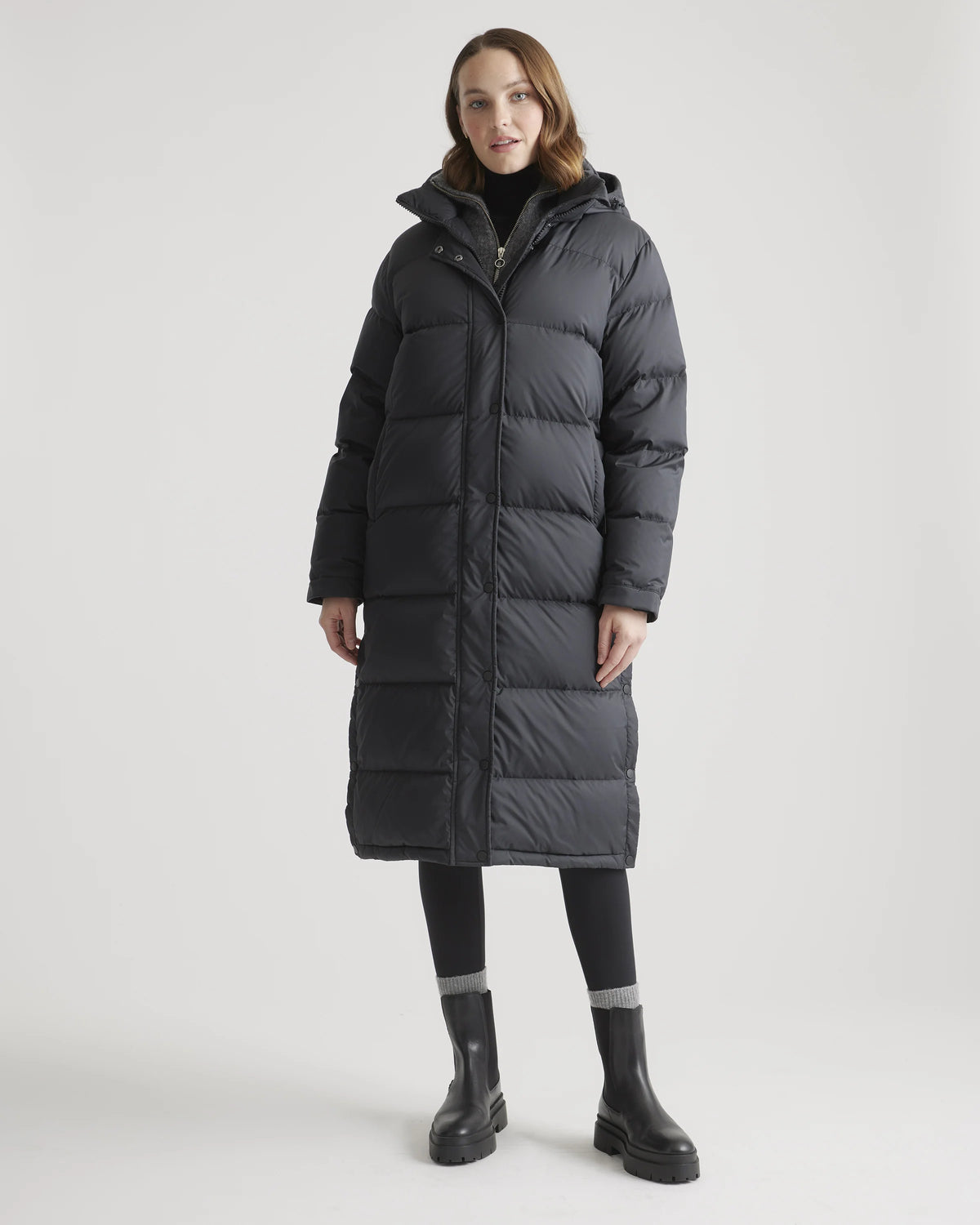 Responsible Down Long Puffer Jacket - XS / Black