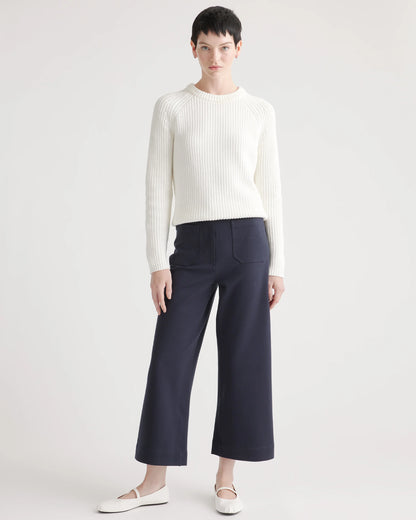 Ultra-Stretch Ponte Cropped Wide Leg Pant - 0 / Navy