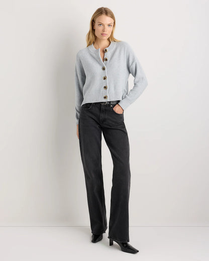 100% Organic Cotton Cropped Cardigan - XS / Heather Brown