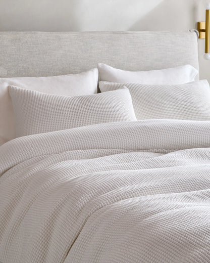 Organic Waffle Duvet Cover - Twin / White
