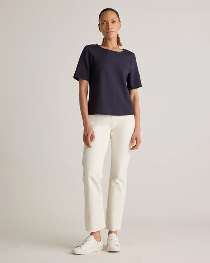Ultra-Stretch Ponte Short Sleeve Top - XS / Black