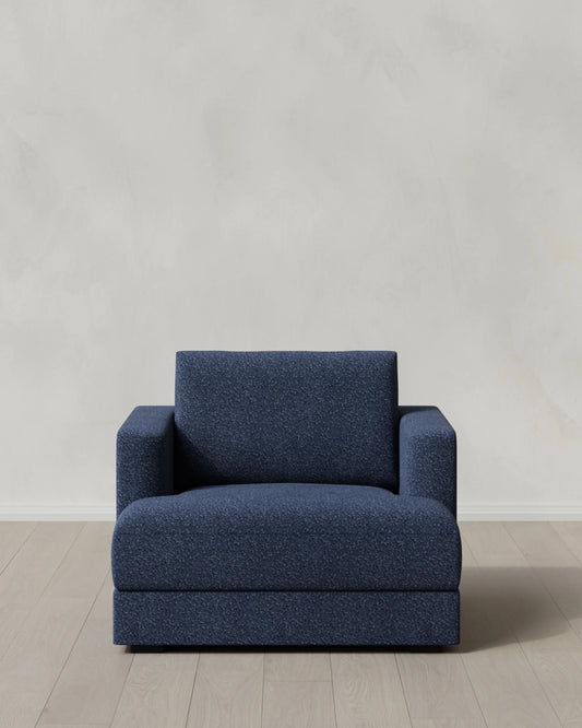 Sierra Curved Arm Accent Chair in Performance Boucle - One Size / Indigo