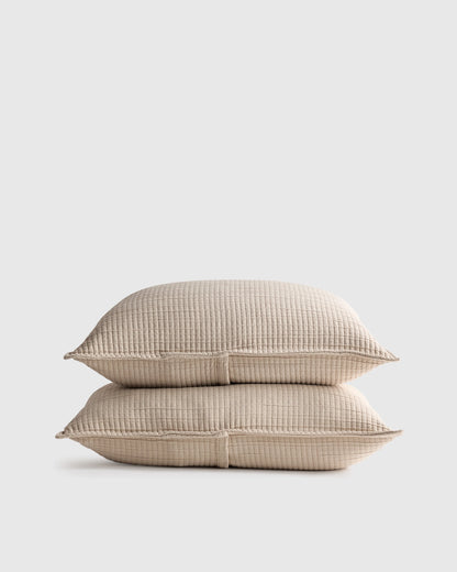 Organic Ribbed Cotton Shams - Standard / Toffee
