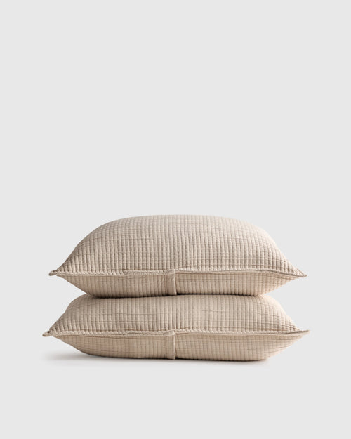 Organic Ribbed Cotton Shams - Standard / Toffee