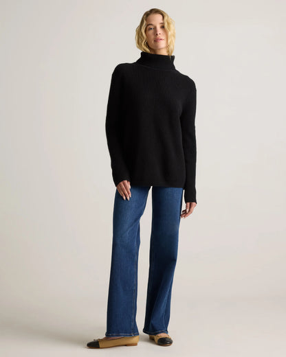 Mongolian Cashmere Fisherman Turtleneck Sweater - XS / Black