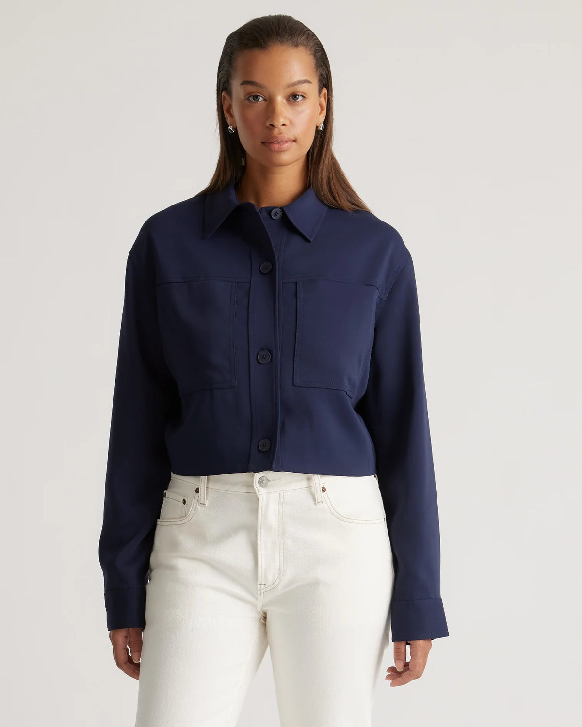 Stretch Crepe Cropped Jacket - XS / Morel